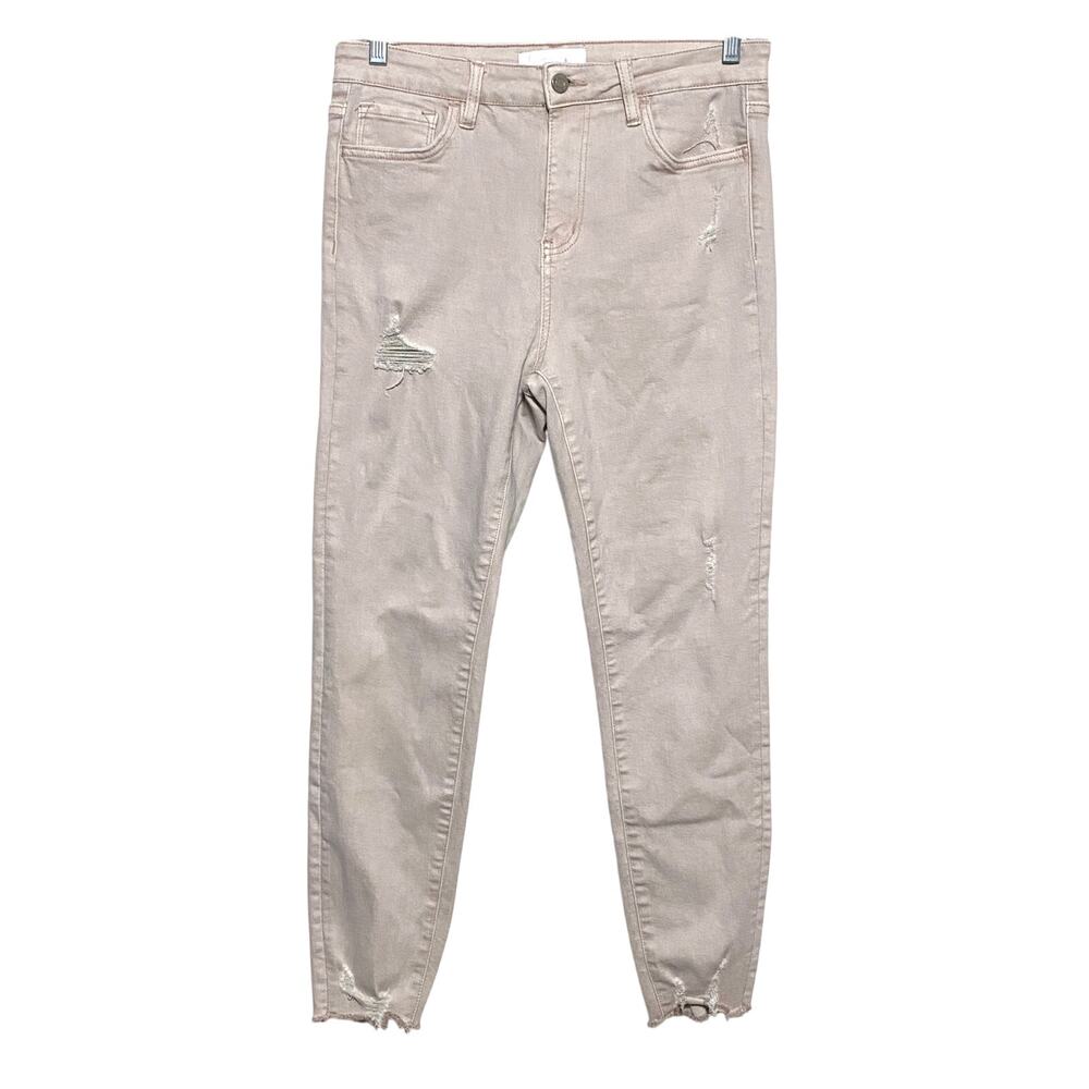 Vervet Peony Distressed Destroyed Crop Skinny Jeans Pink T5263 Raw Hem Womens 29